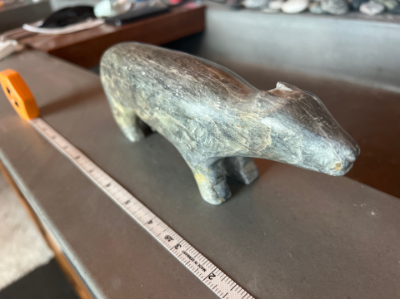 Green gray stone inuit bear