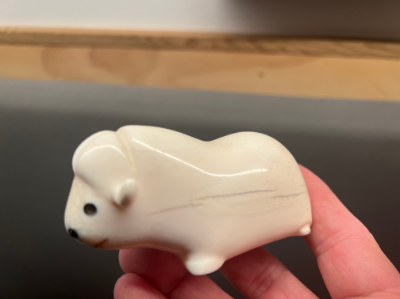 Inuit muskoxen unknown carver Alaskan with baleen nose and painted mouth