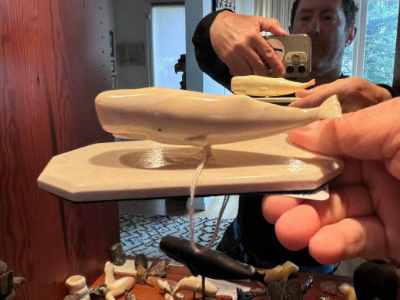Sperm whale ivory carved