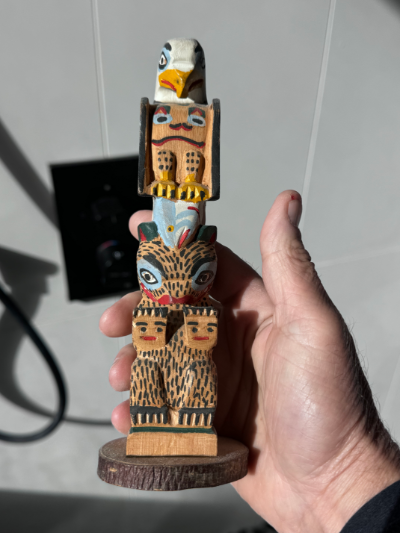 NWC Tait, Eli 3 figured and salmon good luck model totem