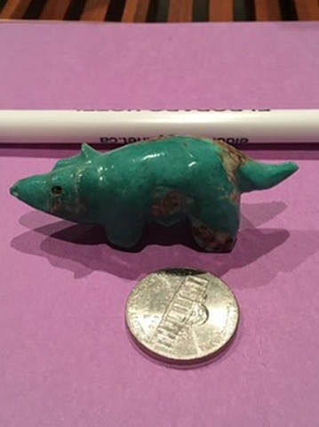 Zuni fetish Tsikewa Mary turquoise mole
