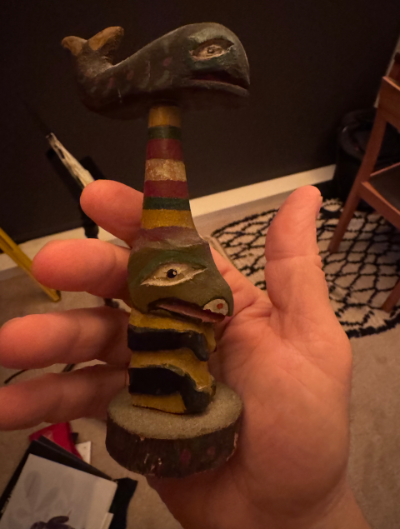 NWC Totem Unknown small whale and face figure