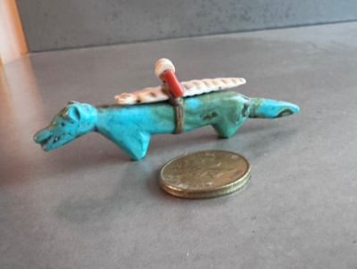 Zuni fetish Deyuse Leekya large turquoise fox with bundle