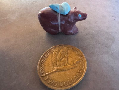 Zuni fetish Kucate, Theodore ojo rock bear with bundle