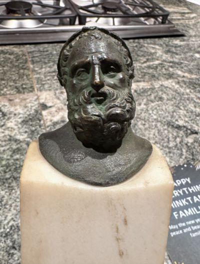 Roman bronze on cararra marble base