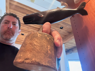 Vintage Wood carved sperm whale