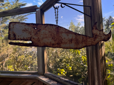 Metal outdoor sperm whale weather vane