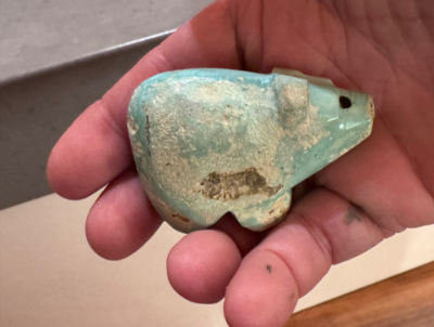Bernard Homer Jr. carved turquoise bear