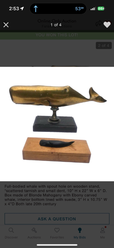 Laege brass sperm whale