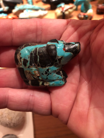 Zuni fetish Bernard Homer JR bear turquoise