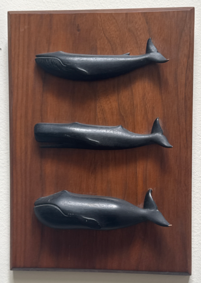 Charles Sayles plaque 3 whales w sperm