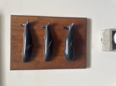 Charles Sayles three whale plaque with humpback