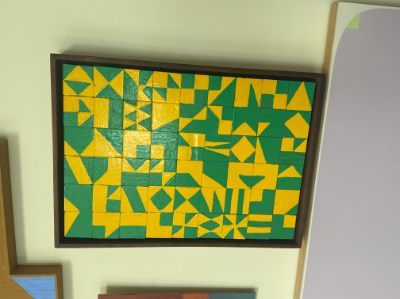 Anzelone jonathan Wood block piece green and yellow