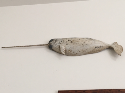 Whale Narwhal carving Wick Ahrens