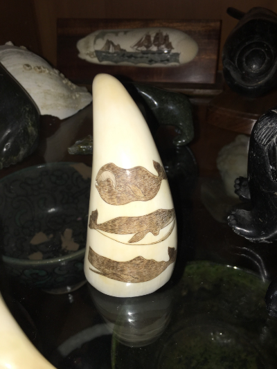 Sperm whale scrimshaw Robert Springs 1970