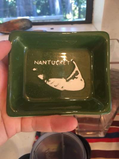 Old Spouter gallery Nantucket map ashtray green